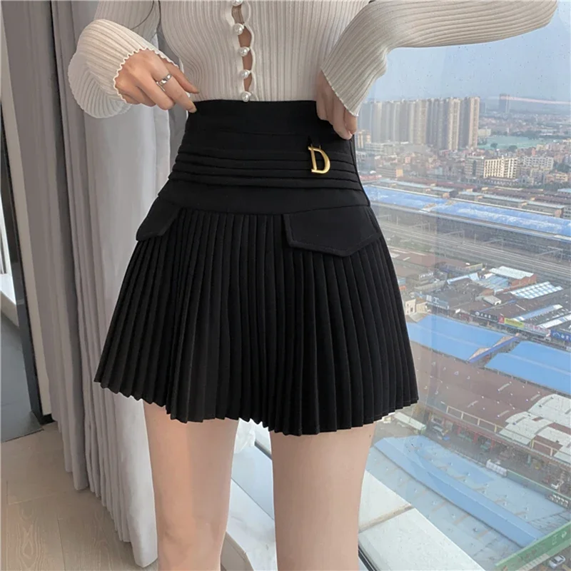 

2024 Arrivals High Waist Short Mini Pleated Skirt Streetwear Women Slim Fashion Korea Kawaii A Line Skirt