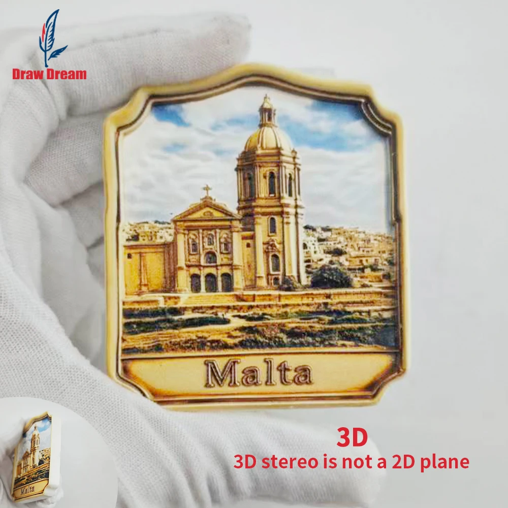 1Pc Malta Creative 3D Embossed Refrigerator Magnet World Travel Souvenir Collection Suitable for Home and Office Decoration, Personalized Exclusive Travel Souvenir Magnetic Refrigerator Magnet Home Decoration, Kitchen, Room, Office, Cabinet Crafts Gift, Holiday Souvenir, Exquisite Small Gift