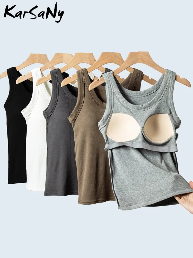 Summer Tank Tops With Built In Bra Women Basic 2025 Outfits Outerwear Soft Thread Sleeveless Bottom White Top For Women Tank Top image 6