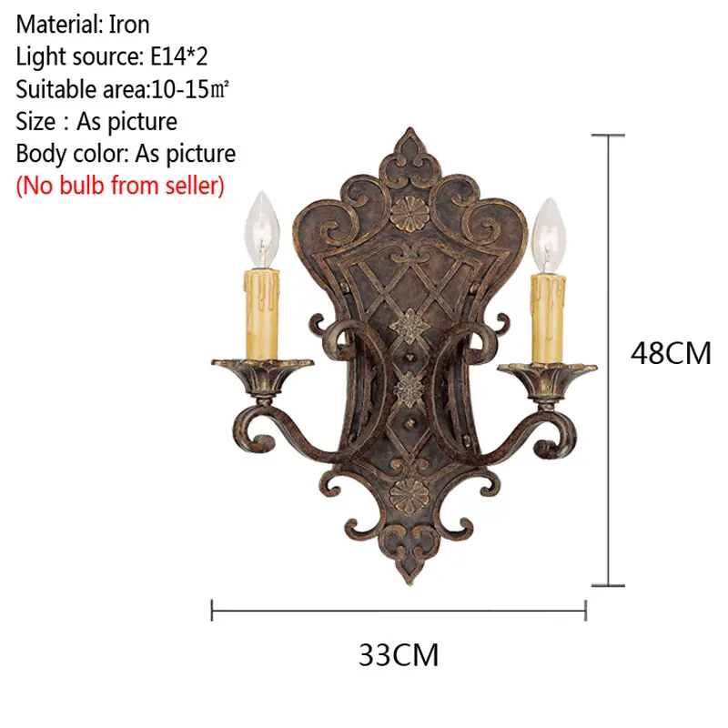 French Vintage Wall Lamp Dining Room Bedroom Aisle Background Wall Staircase Personality Double Head Carved Retro Wall Sconce