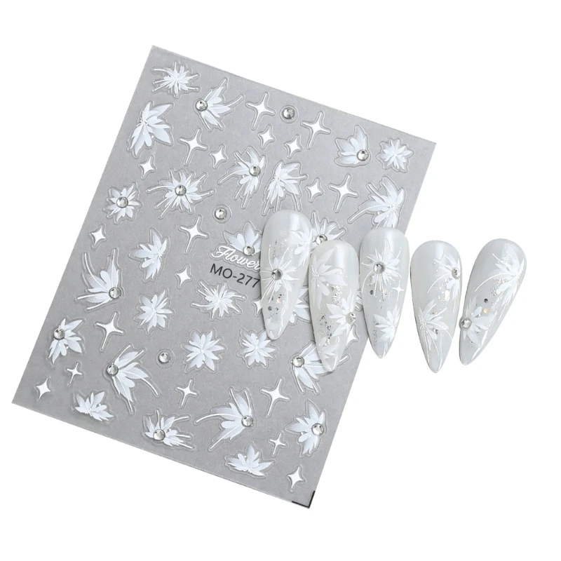 E1YE – autocollants pour ongles en forme fleur, autocollants pour Art, décalcomanies en forme fleur en diamant gaufré