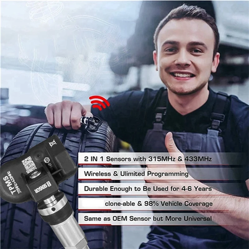 9Pcs Programmable MX Sensor 315MHZ+433Mhz 2 In 1 TPMS Tire Pressure Sensor Monitor For Autel Tool TS408 TS508 ITS600