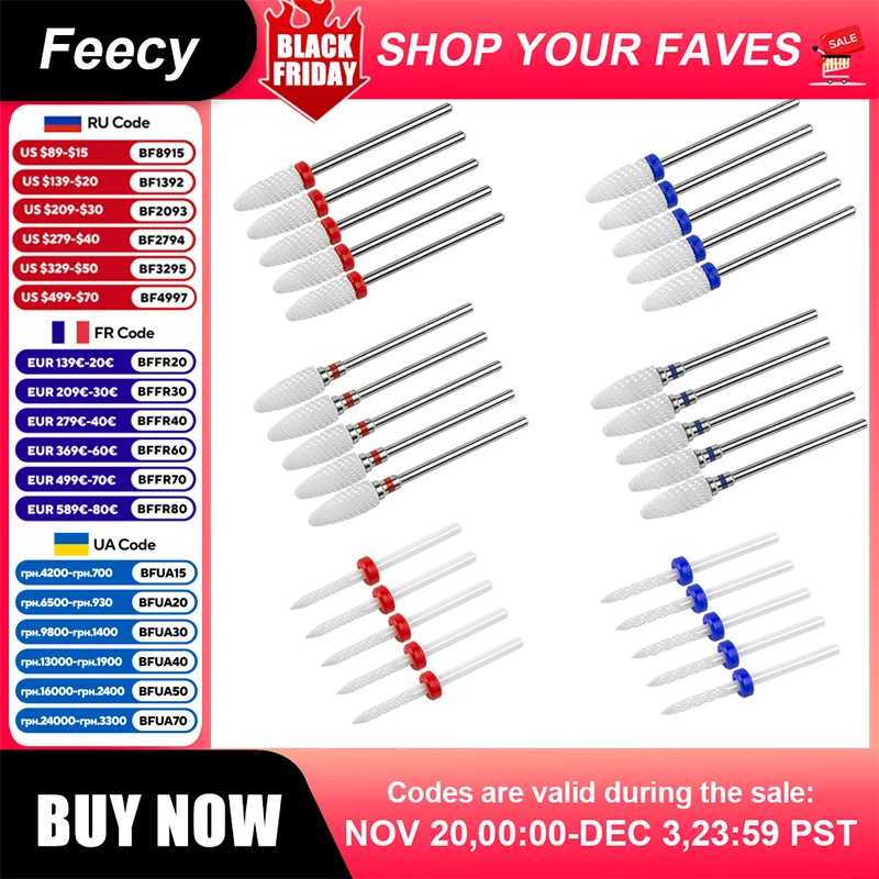 

5 шт., фреза для маникюрного набора, керамическое сверло для ногтей, фреза для маникюра, инструменты для педикюра для удаления гелевой пилочки 3/32 дюйма