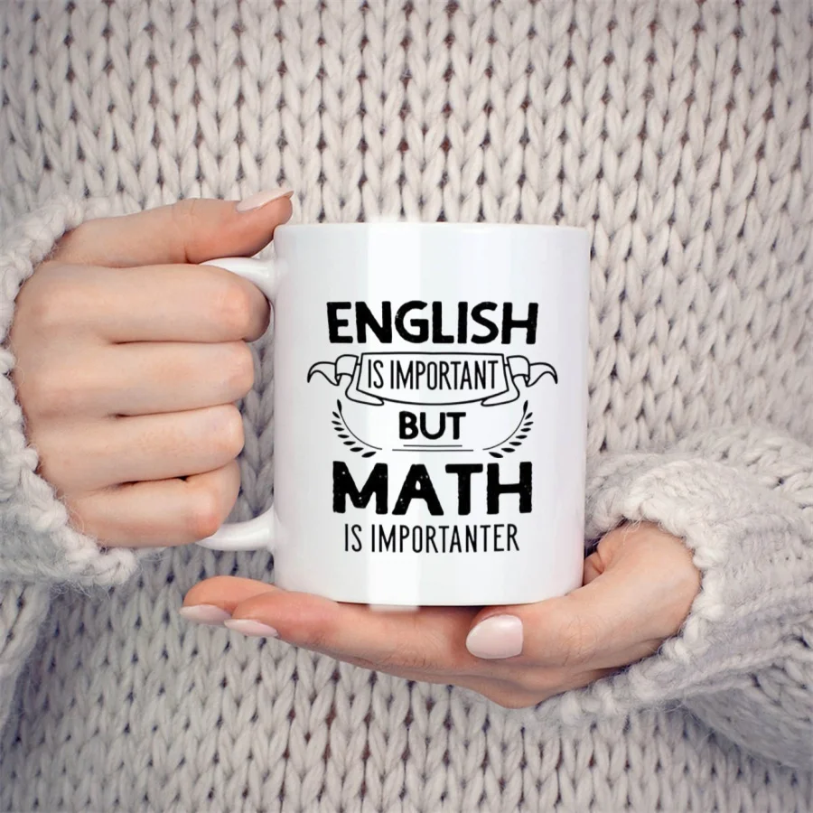 English is Important but Math is Importanter Mugs For Teachers Professor Birthday Novelty Coffee Ceramic Tea Cups White 11 oz