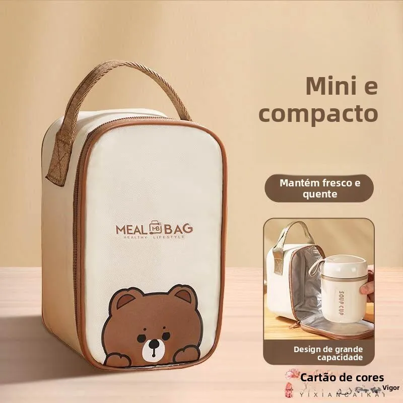 Bolsa Térmica Portátil  para Almoço, de Alto Valor Estético, Bolsa para Copo de Cozimento Lento, Bolsa de Mão para Café d...