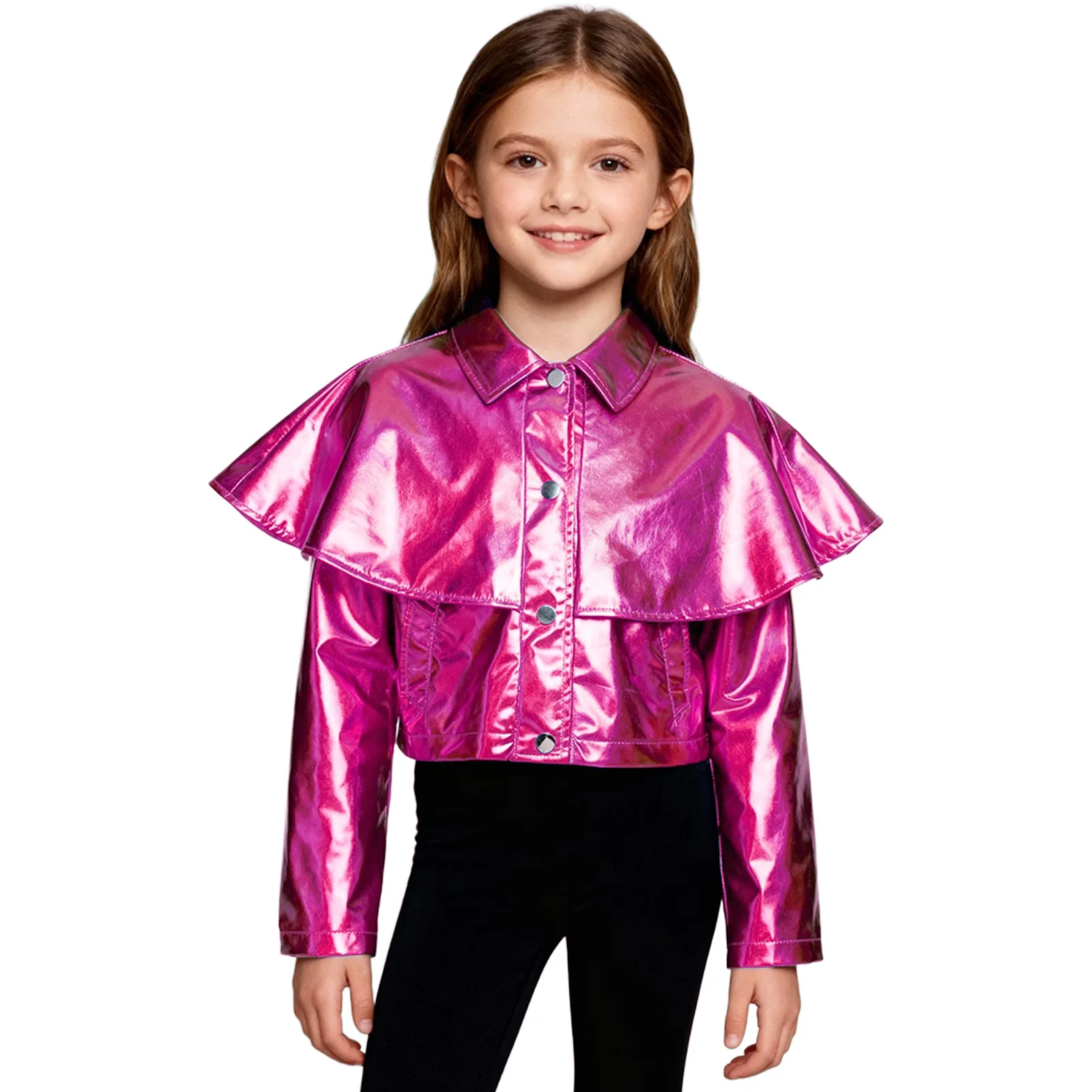 سترة عصرية للفتيات معطف معدني ملابس الشارع للأطفال الهيب هوب ديسكو رقص الجاز ديسكو أزياء الحفلات سترة منفوخة