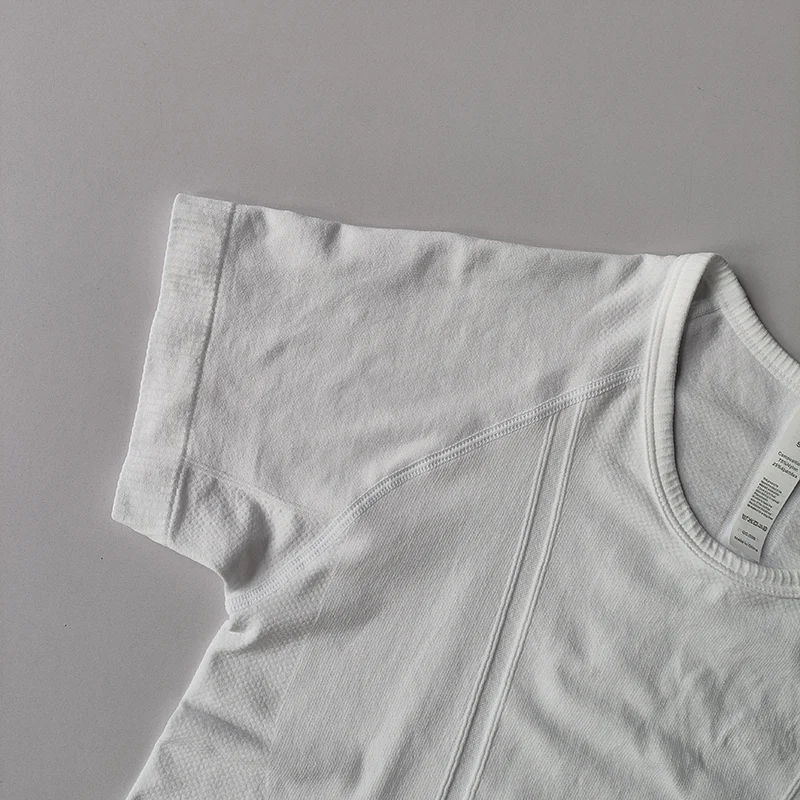 Sportliches Kurzarm-T-Shirt für Damen, Sommer-Laufshirt, schnelltrocknend, eng anliegend, schlankmachend, Yoga-Anzug, Pilates-Trainings-Fitness-Anzug – Detail 9