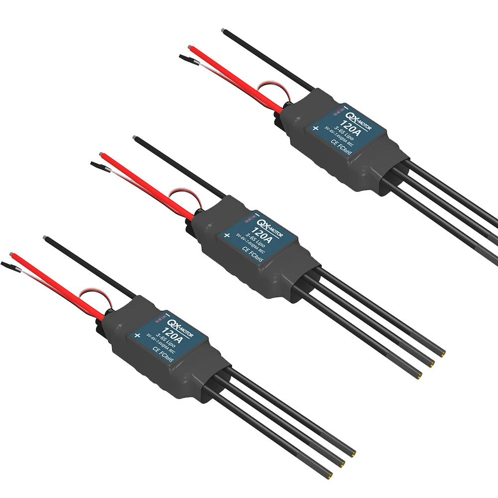 QX-MOTOR 120A ESC 5A BEC 3-6s lipo tanpa sikat pengendali kecepatan elektronik untuk 80mm 90mm EDF Motor tanpa sikat