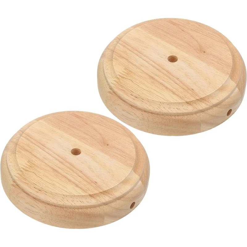 

PATIKIL 6" x 1.3" Wooden Lamp Base, 2pcs Round Solid Wooden Base Wood Desk Lamp Display Stand Replacement for Bedroom Bedside Ta