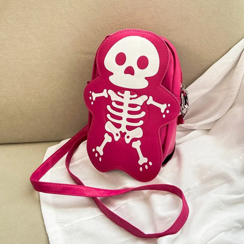 

2024 New Women's Niche Trend Funny Little Cute Ghost Skeleton Crossbody Shoulder Bag Halloween Bags