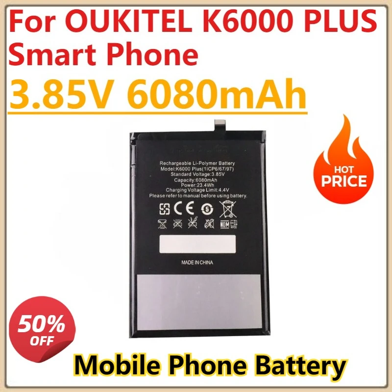 

Новый запасной аккумулятор UKITEL K6000 PLUS 3,85 В, 6080 мАч, 6068 мАч, запасные части для смартфона OUKITEL K6000 PLUS