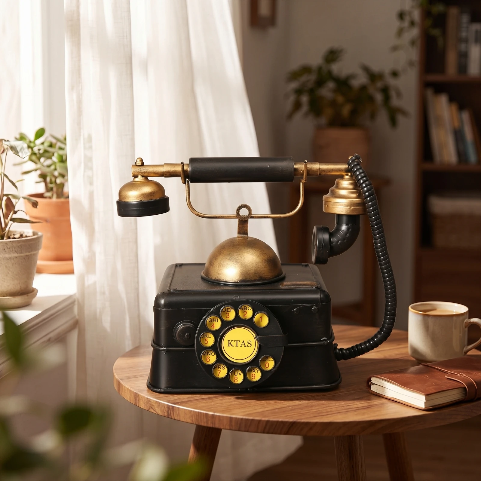 Vintage Rotary Telephone Ornament Ornamental Antique Telephone Model Decorative Phone Model Realistic for Decorators, Desk