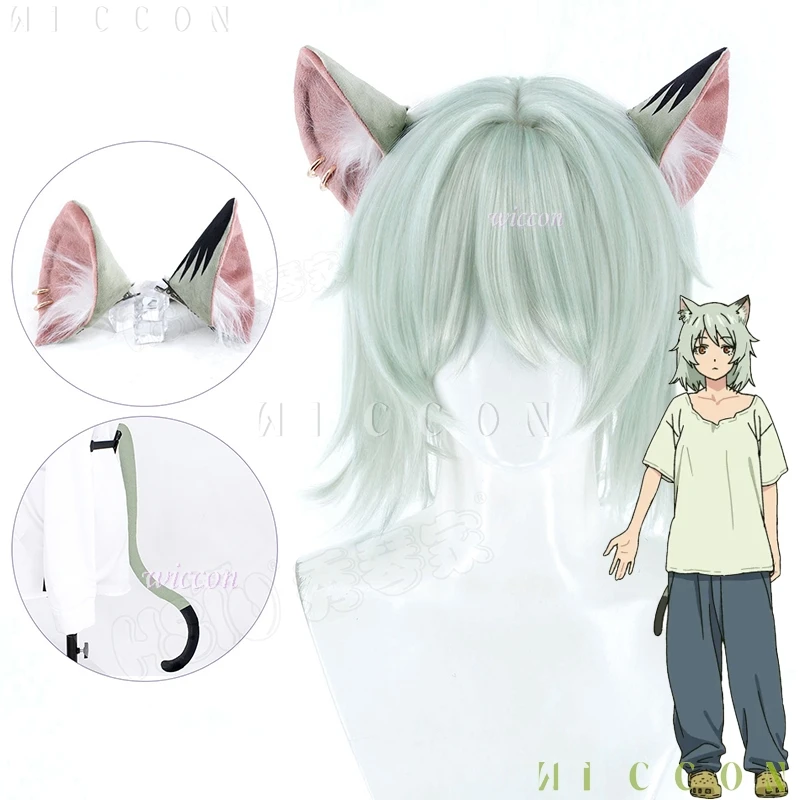 2026 Chainsmoker Cat Mint Yaniko Cosplay Satou Wig Ears Tail Fullset Manga Anime Roleplay Accessories Halloween Dress up