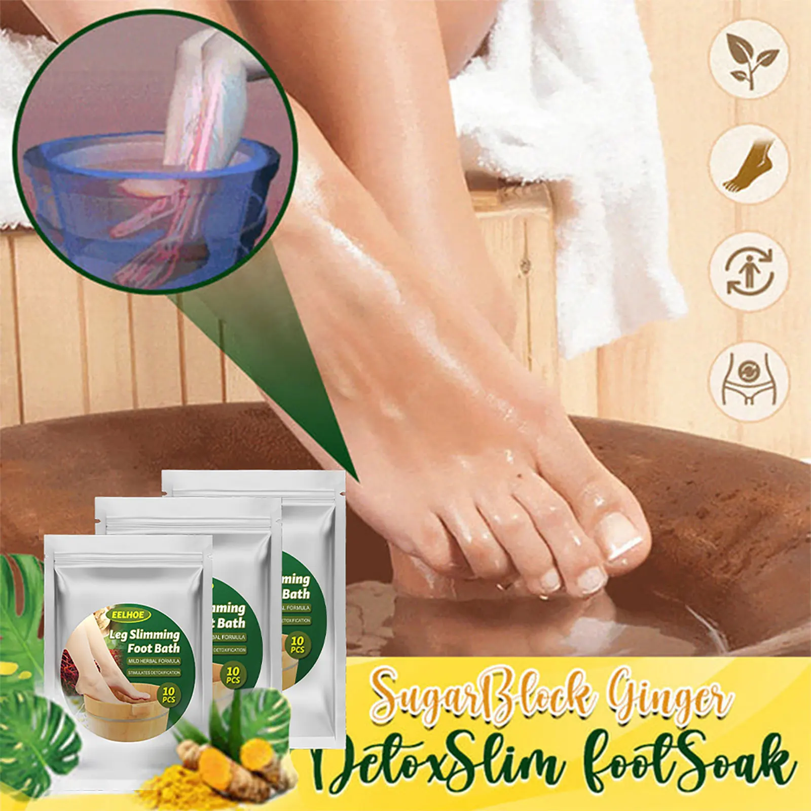 10/20/30pcs Detox Foot Bath Bag Ginger Soaking Bag Detox Health Care Slimming Foot Bath Pedicure Spa for Foot Bath - view 5