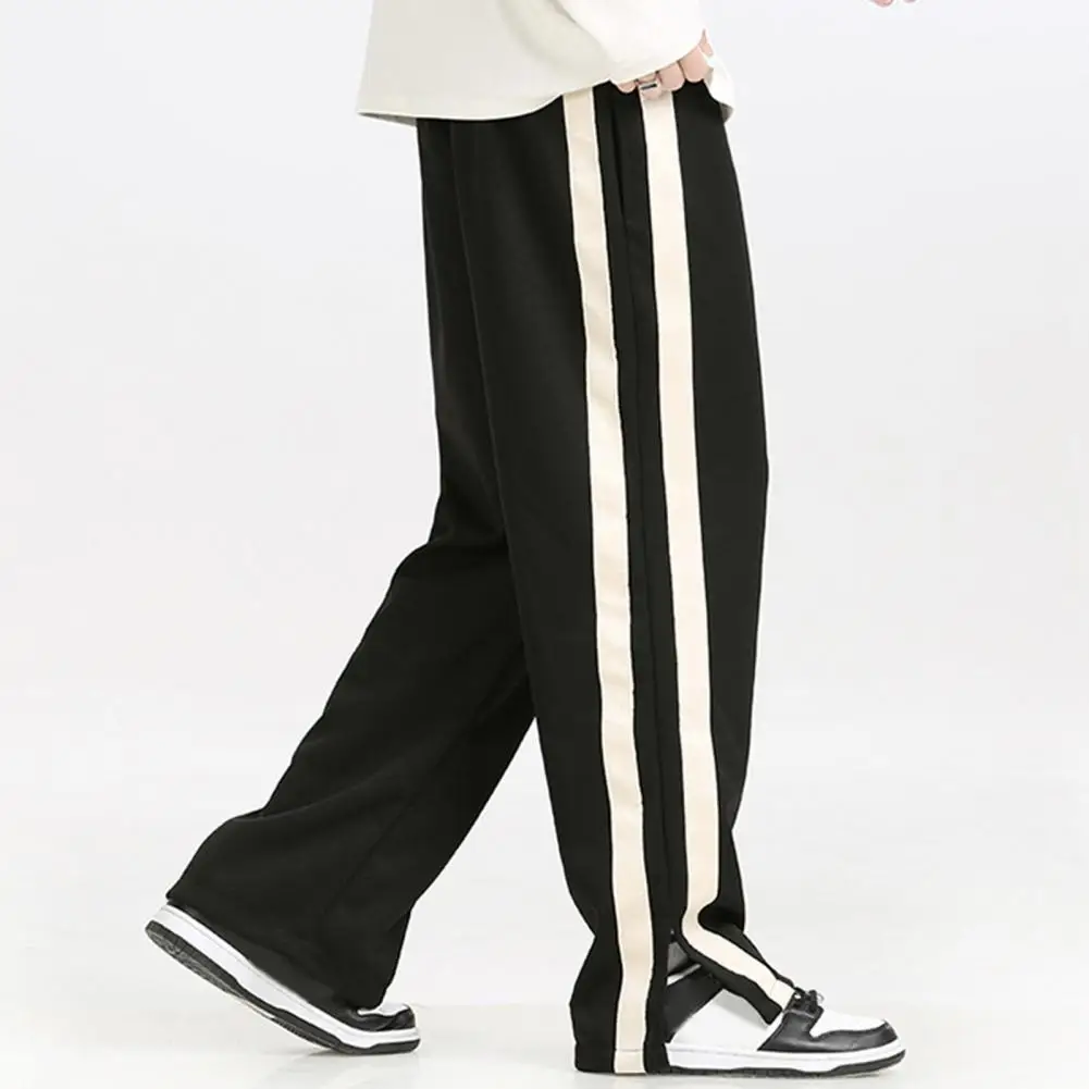 Jogging Trousers Sports Pants Versatile Men\'s Striped Wide Leg Sweatpants Comfortable Stylish for