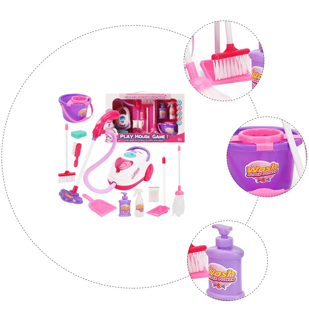 1 set di aspirapolvere per bambini, kit di giocattoli, plastica colorata e durevole, strumenti per la pulizia, regalo educativo, giocattolo per aspirapolvere