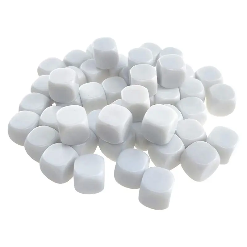 FBIL-100 Pack 16MM Blank White Dice Set Acrylic Rounded D6 Dice Cubes For Game,Party,Fun,DIY Sticker And Math Teaching