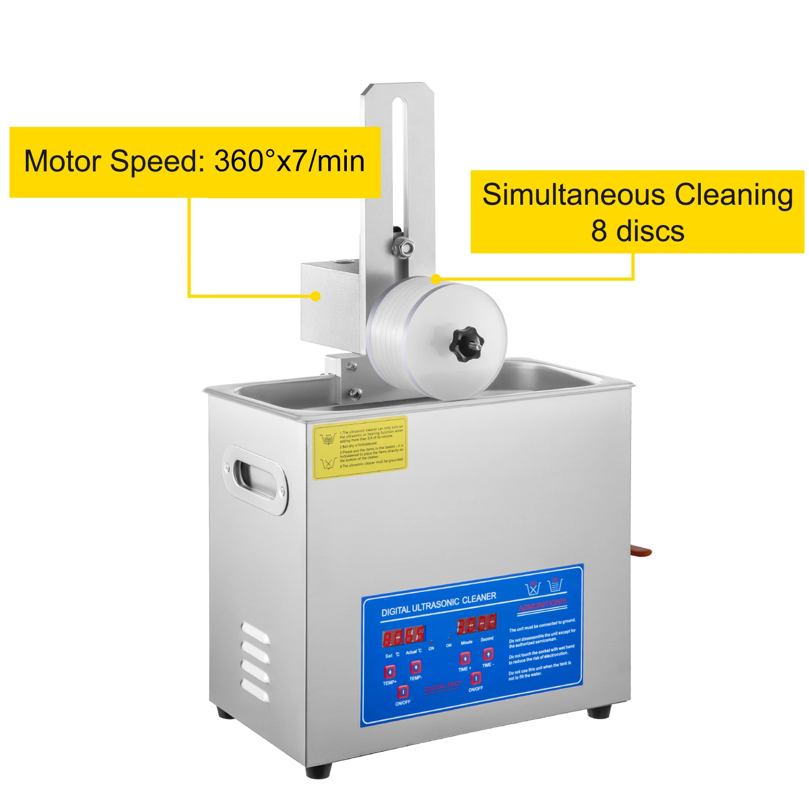 

Ультразвуковая мойка 6 л, 180 Вт, для предметов 7-12 дюймов, с 8 программами, с сушильной подставкой для очков, контактных линз, зубных протезов, ювелирных изделий