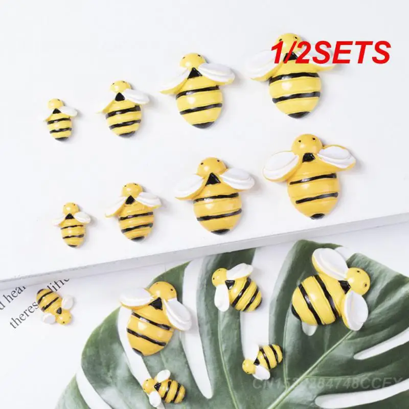 1/2SETS Decorative Headband Scrapbooking Craft Resin Perfect Gift Yellow Fairy Garden Supplies Bee Miniature Figurines