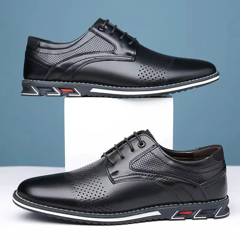 Fashion Black Dress Shoes Mens Business Leather Oxford Social Luxury Shoes Prom Casual Footwear big size 48 49 50 51 52 53