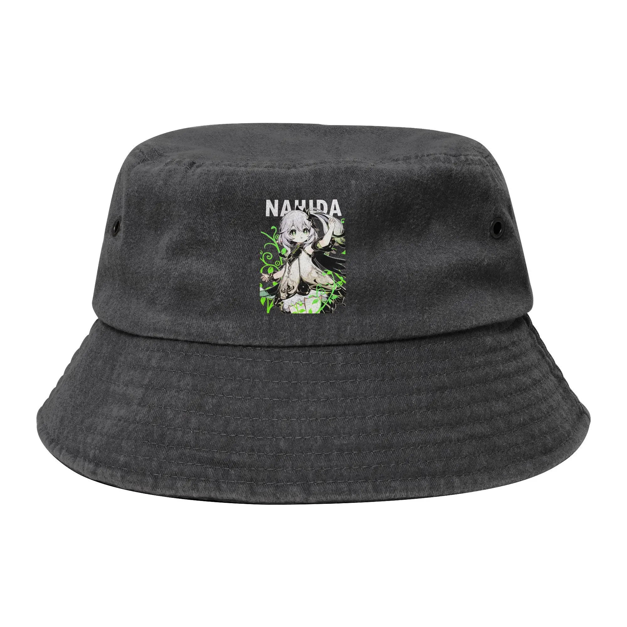 Vocation Nahida Kusanali Bucket Hats Unisex Distressed Denim Sun Hat Genshin Impact Bob Hat Fishing Hats