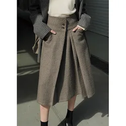 Women's casual solid high waist loose skirt in autumn and winter