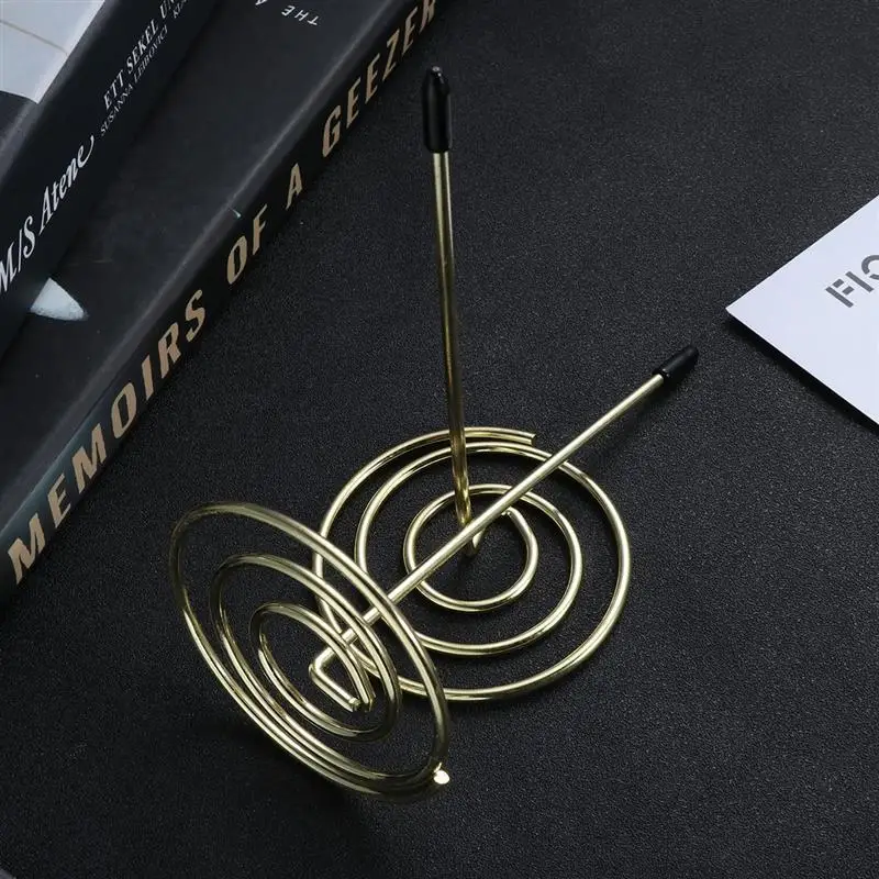 2 Pcs Metal Needle Folder Storage Restaurant Paper Standss Golden Menu Summons Fork Invoice Document Notes  for Office Home