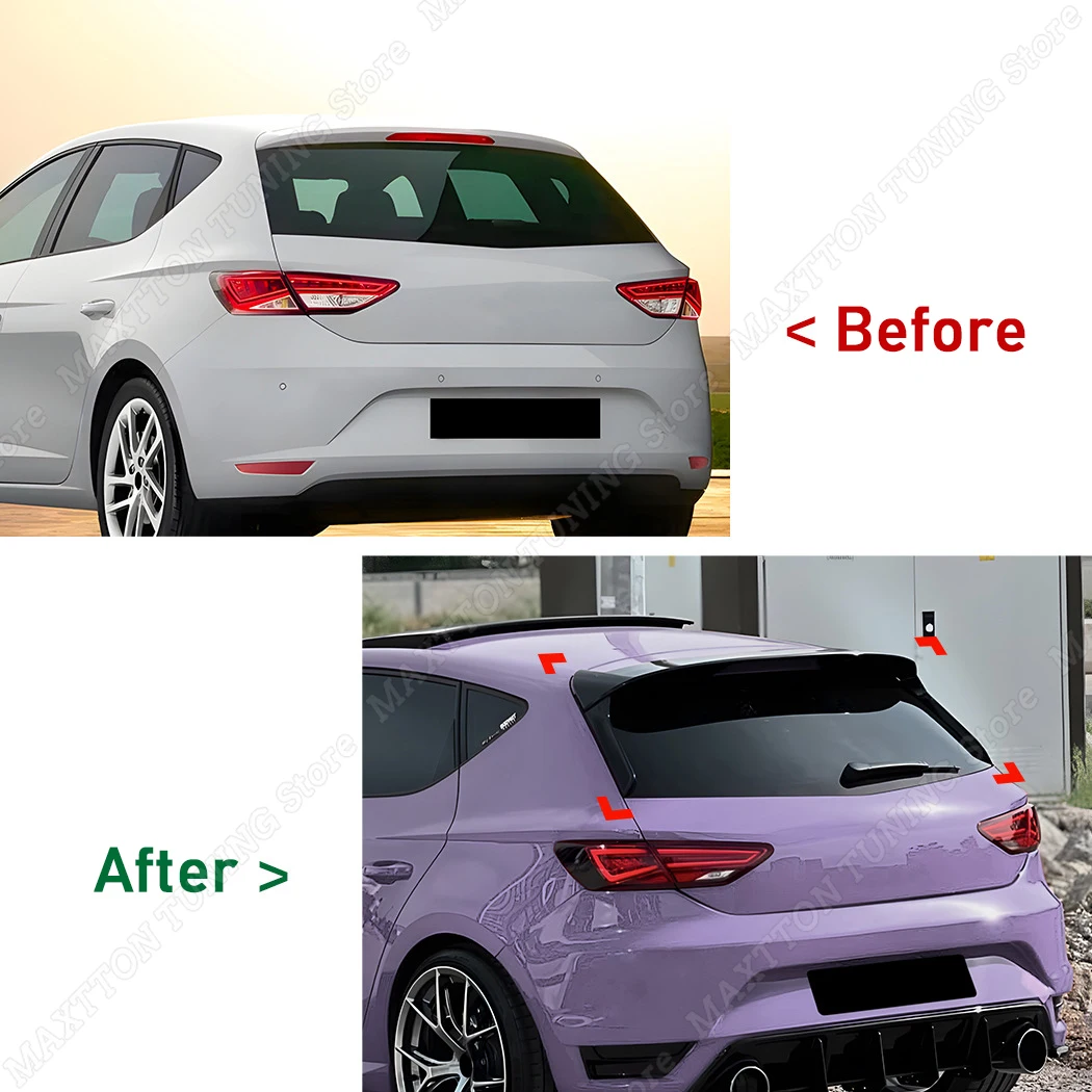 Für Seat Leon 5F FR MK3 5-Türer 2013-2019 Heckscheiben-Seitenspoiler Auto-Fenster-Zierleiste Heckdach-Kofferraum-Flügel Splitter Tuning – Detail 5
