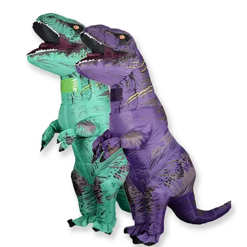 Disfraz inflable T Rex Velociraptor mascota Cosplay Tirano Saurio Rex Dino Halloween para mujeres hombres chico Cosplay traje divertido