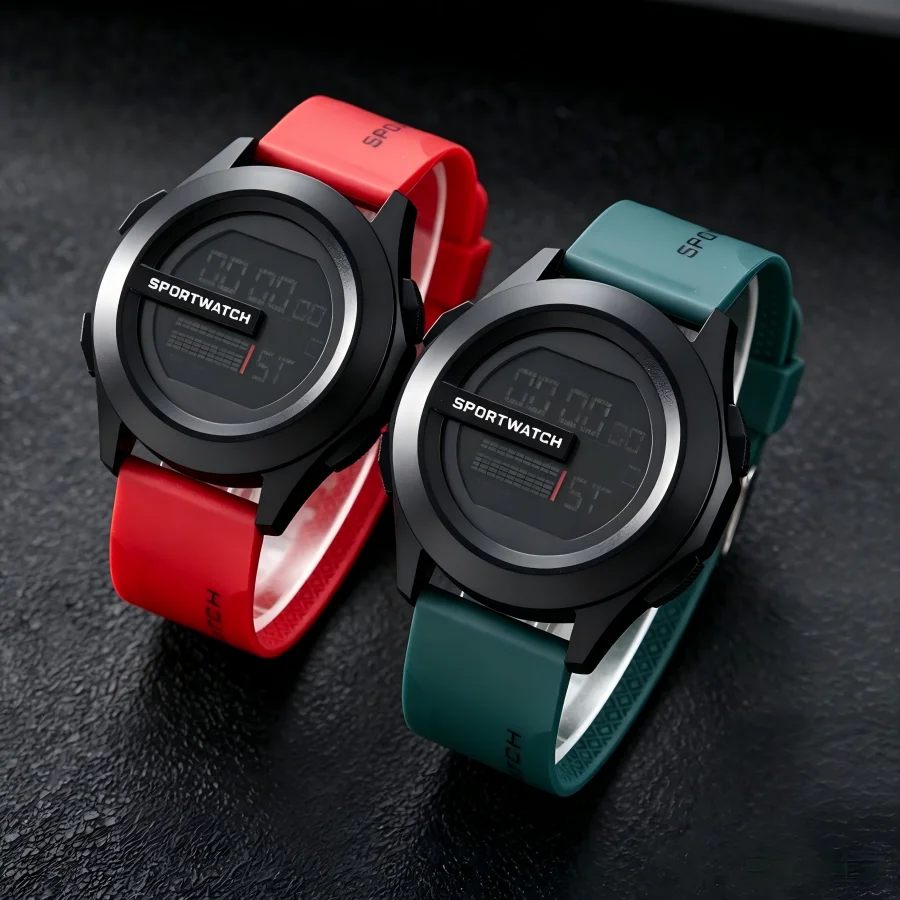 Running Watch - นาฬิกา LED สำหรับผู้ชาย ยี่ห้อดัง นาฬิกาดิจิตอลผู้ชายอเนกประสงค์ สายยาง
