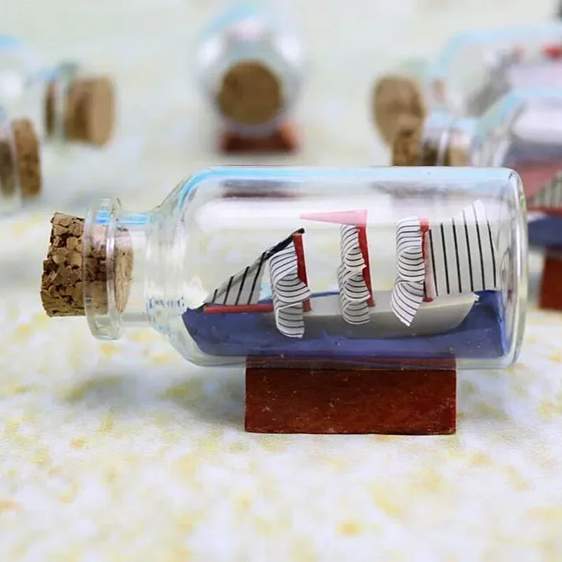 

Sailing Boat In Bottles Miniatures Fairy Garden Glass Decoration Figurines Drift Bottle DIY Desktop Home Decoration Accessories