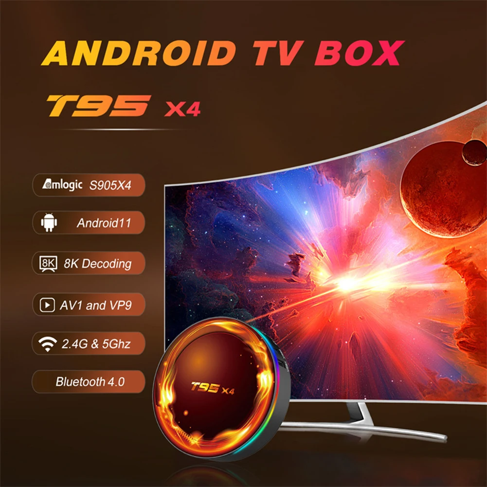 T95X4 Smart TV Box Android 11 Quad core ARM Cortex-A55 Medias Player TV Box 2.4GHZ&5GHZ Bluetooth v4.0 4G 32G 64G Set-Top Box