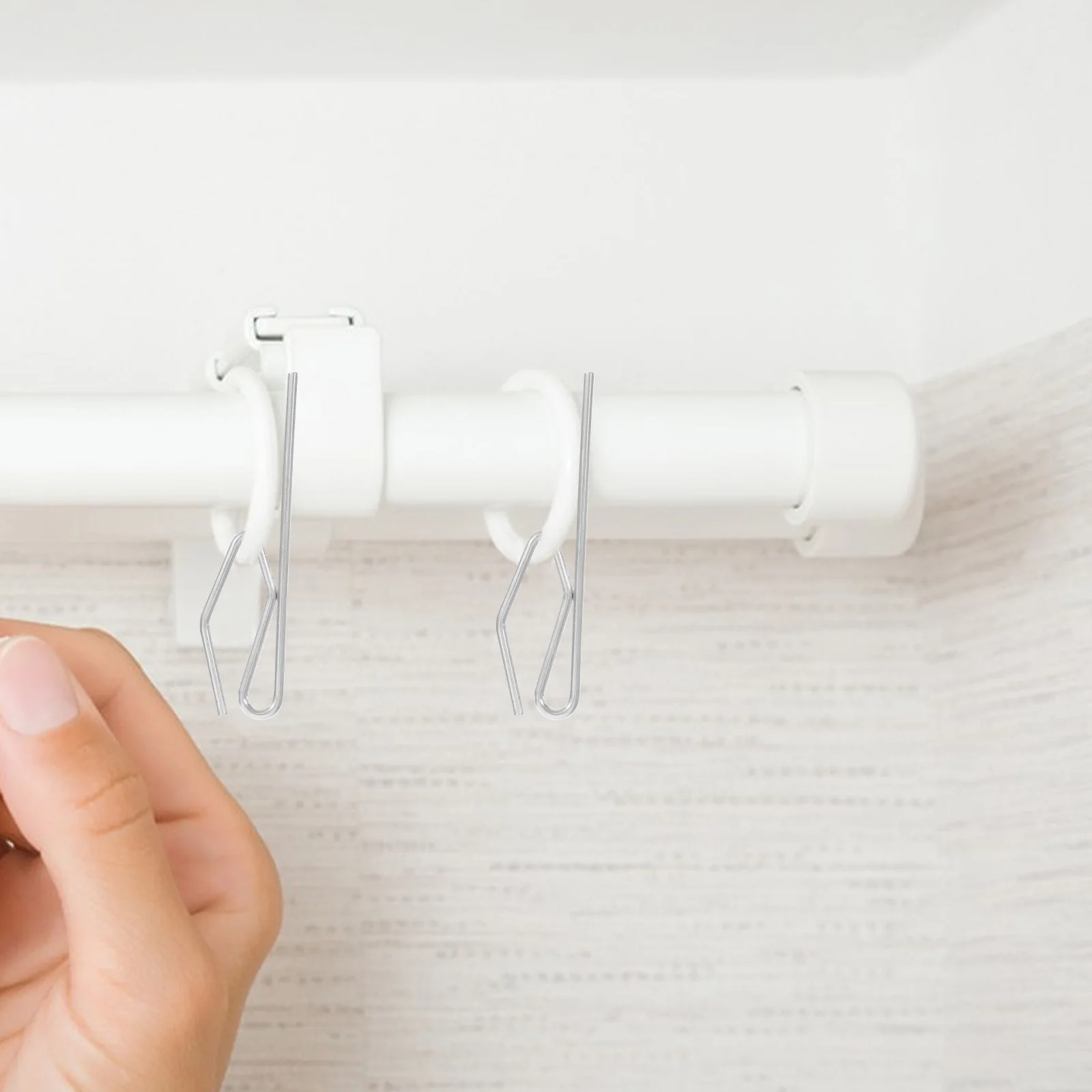 

50Pcs Metal Curtain Hooks Heavy Duty Shower Curtain Track Gliders Bathroom Car Window Clips Shower Rail Hooks Sliding Rail Hook