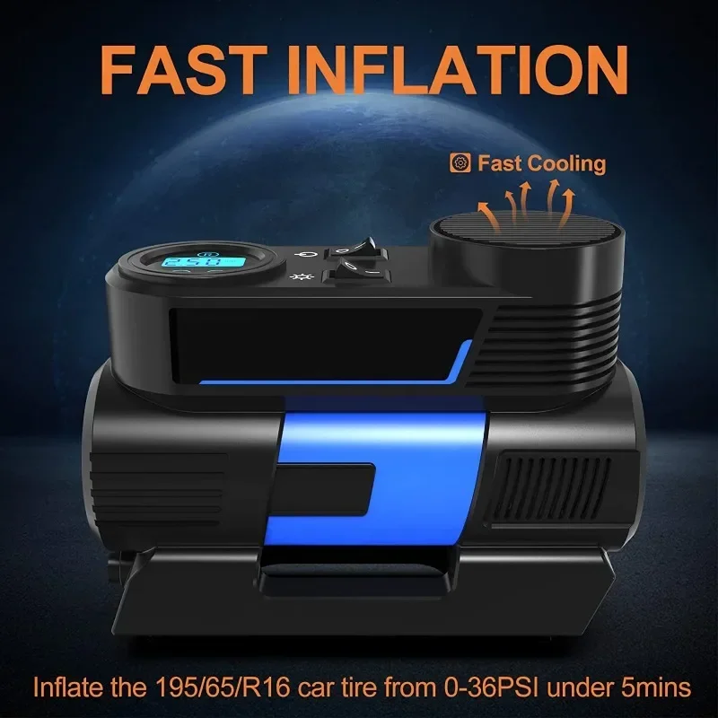 

-Digital Tire Inflator For DC 12 Volt Car Portable Air Compressor Pump 150 PSI Car Air Compressor for Auto Car Motorcycles