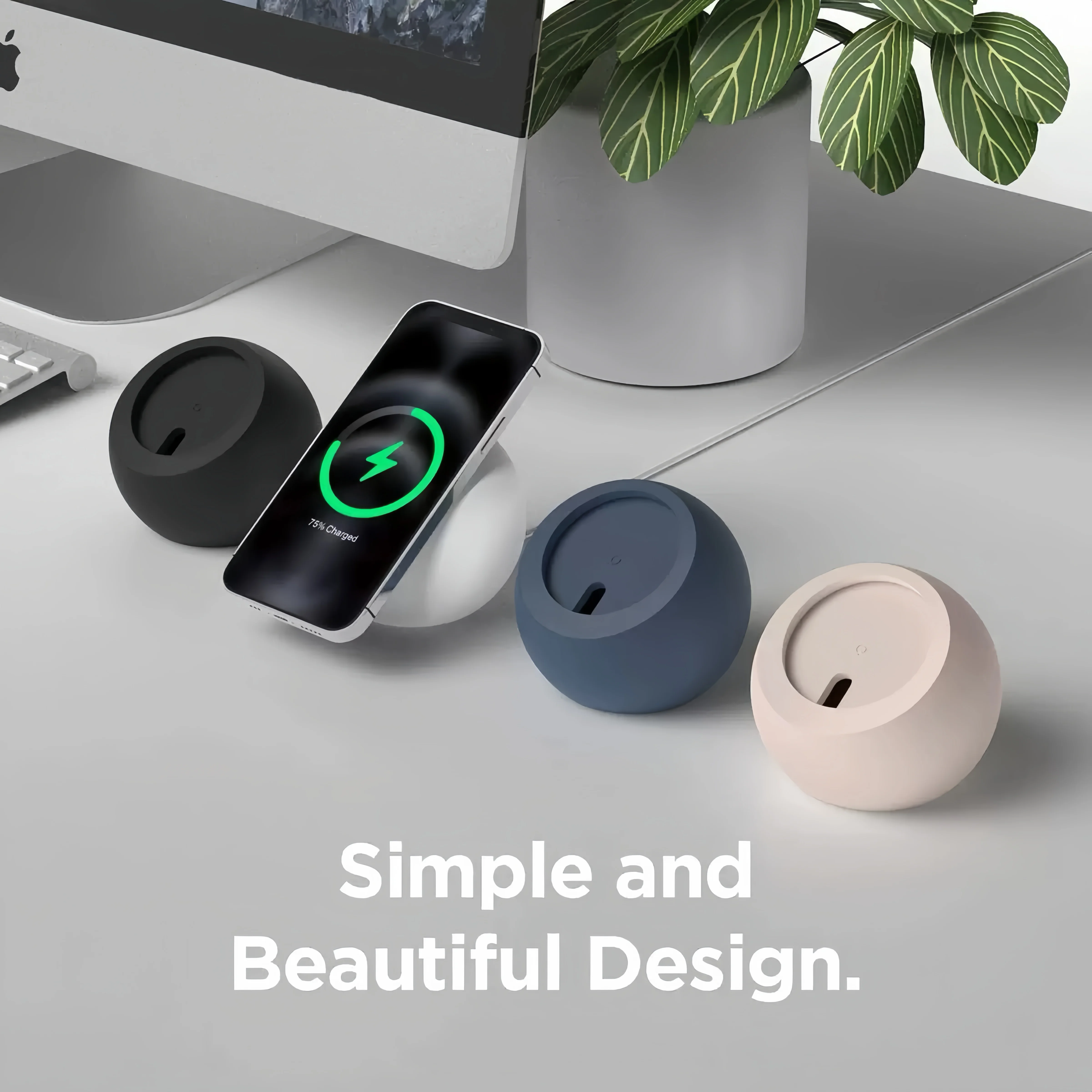 

Настольный магнитный силиконовый держатель в форме шара для Magsafe iPhone 16, 15, 14, 13, 12, Pro, беспроводное зарядное устройство, аксессуары для док-станции