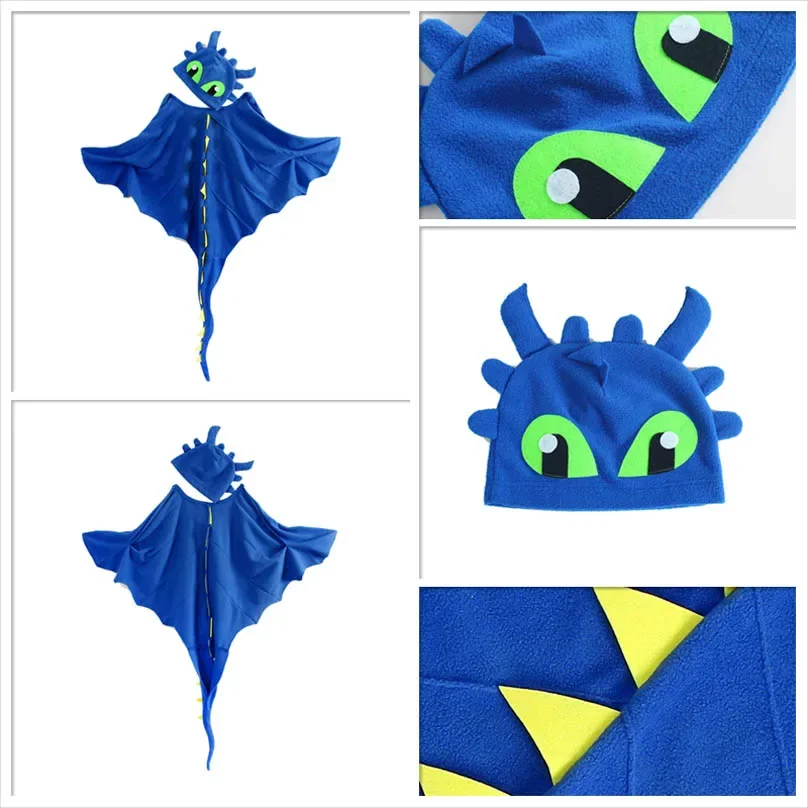 Dragon Costume Cloak with Hat Toothless Dragon Costume Cape Halloween Costumes Cosplay Dinosaur Costume