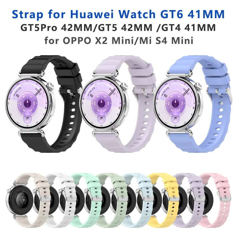 Correa de silicona de 18mm adecuada para Huawei Watch GT6 41MM/GT5 Pro 42mm/GT5 42MM/GT4/41MM, correa para OPPO X2 Mini/Mi S4 Mini