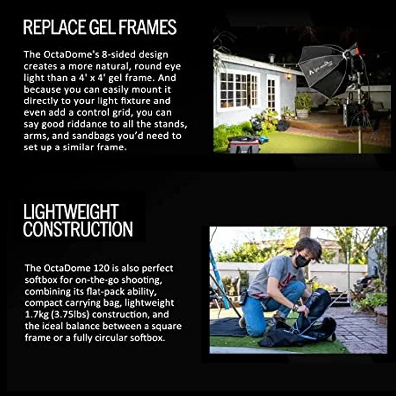 Aputure Light OctaDome 120cm Octagon Portable Bowens Mount Softbox Photography Accessories for Aputure 300X Amaran 200x 60x - view 3