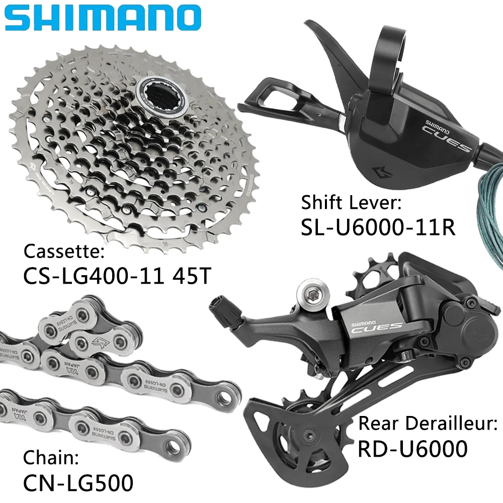 SHIMANO CUES U6000 11 Speed MTB Bike Derailleur Kits CS-LG400-11 11-45T 11-50T Cassette CN-LG500 Chain Original Bicycle Parts