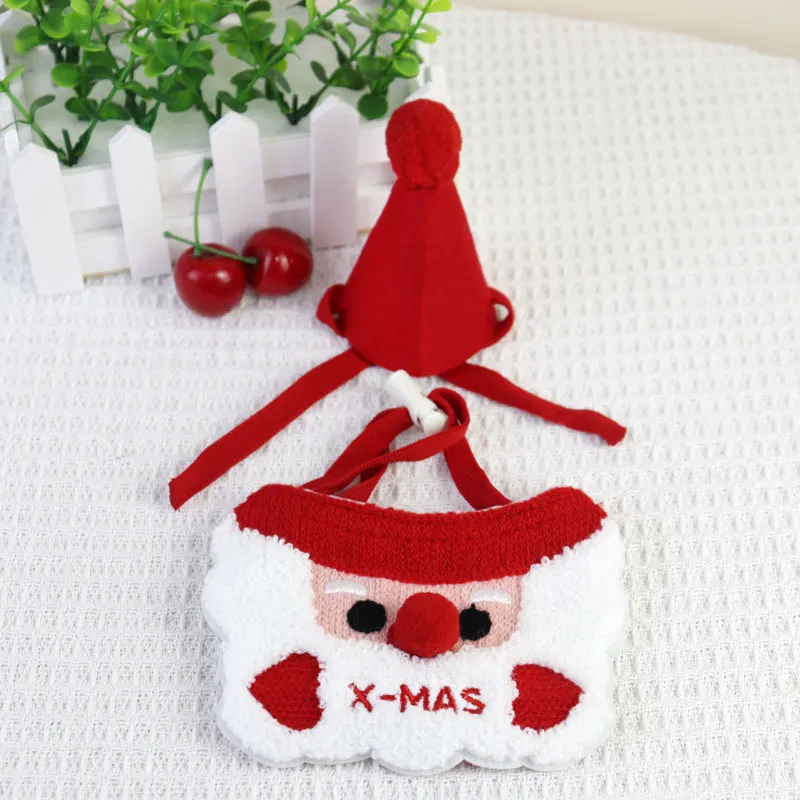 Santa Claus Pet Scarf Festive Atmosphere Cute Dog Drool Scarfs Cat Christmas Scarf Bib Bow Ties for Dogs Dog Collar