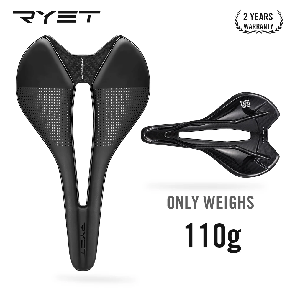 RYET Bike Saddle Super Light Full Carbon Racing Cycling Saddle 110g 7x9mm Oval Carbon Rails Superflow Road Bicycle Seat Cushion