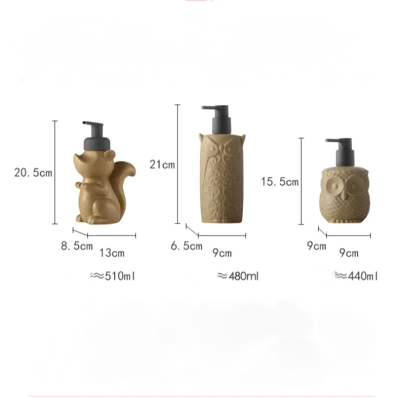 Ceramics Foaming Soap Dispenser Cute Animal Shape Refillable Pump Bottle Making Foam Container Bathroom Accessories