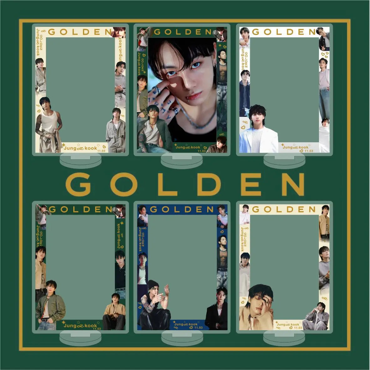 10.6cm Kpop idol JK New Album GOLDEN Acrylic Photo Picture Frame Cards Display Stand Home Decor Desktop Ornaments Gift