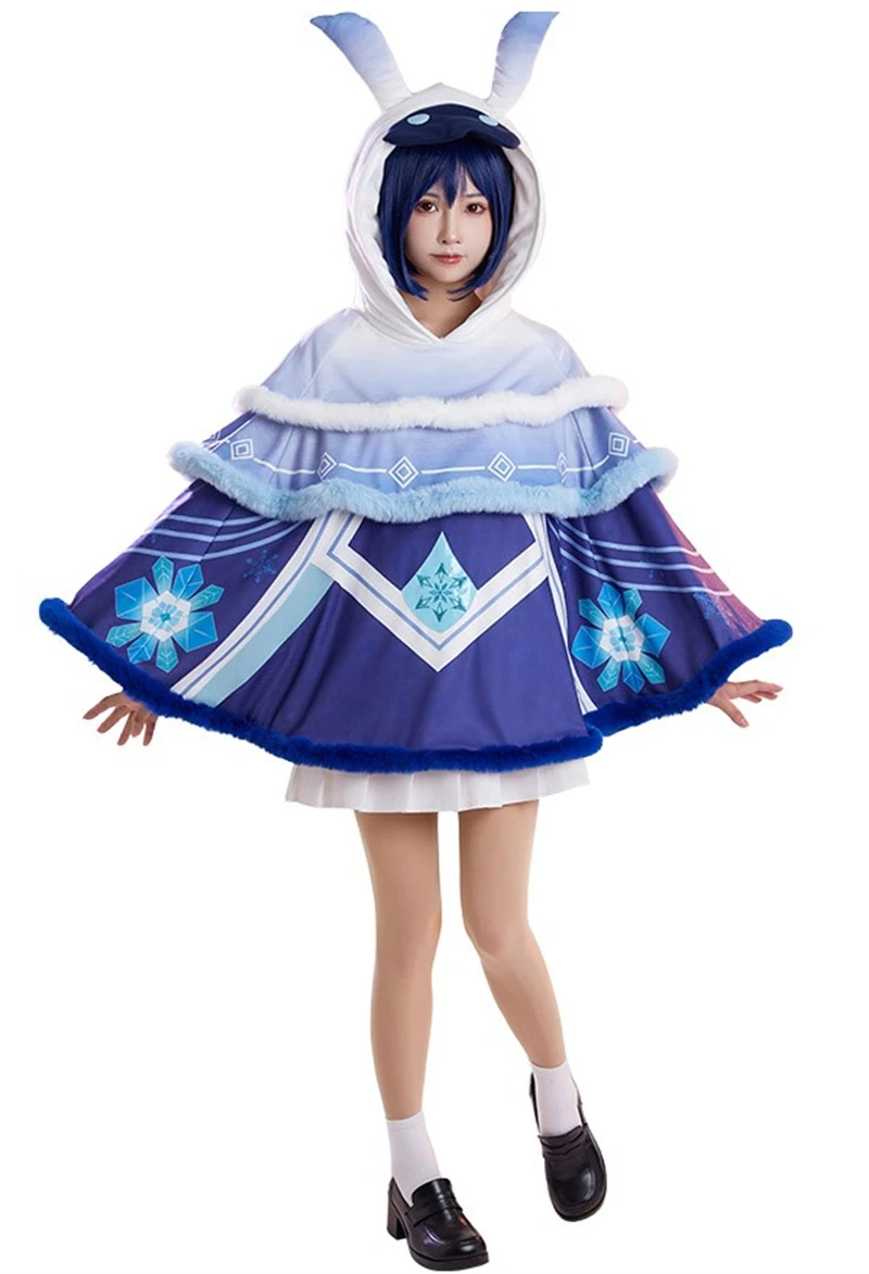 Vivi-Cos Game Genshin Impact Ice Monster Hilichurl Cute Cloak Windproof And Warm Cape Cosplay Costumes Halloween Role Play Party