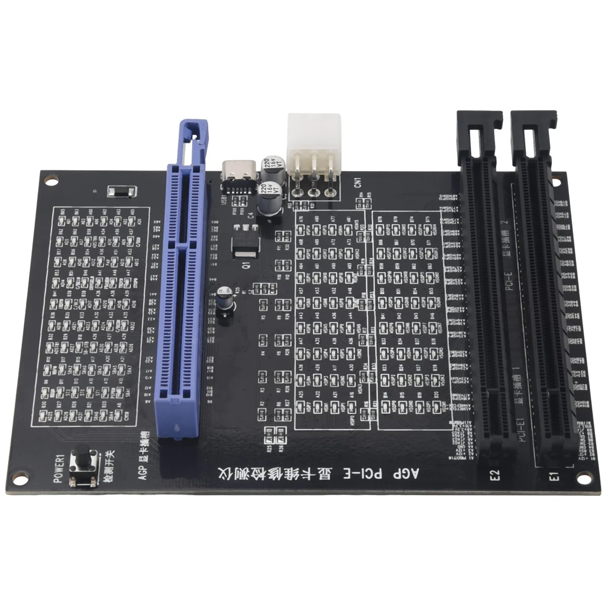 AGP PCI-E X16 alat diagnostik kartu grafis, alat penguji soket fungsi ganda, tampilan gambar Video kartu Tester