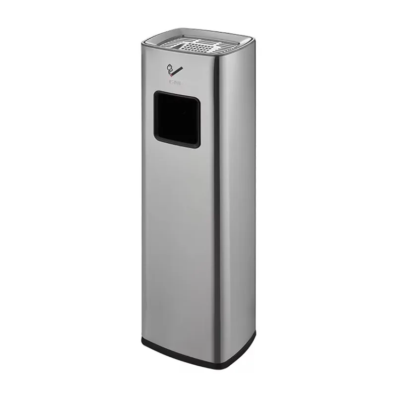 Rectangular Outdoor Cigarette Trash Can Standing Dustbin Box Stainless Steel Ashtray Trash Can for Public