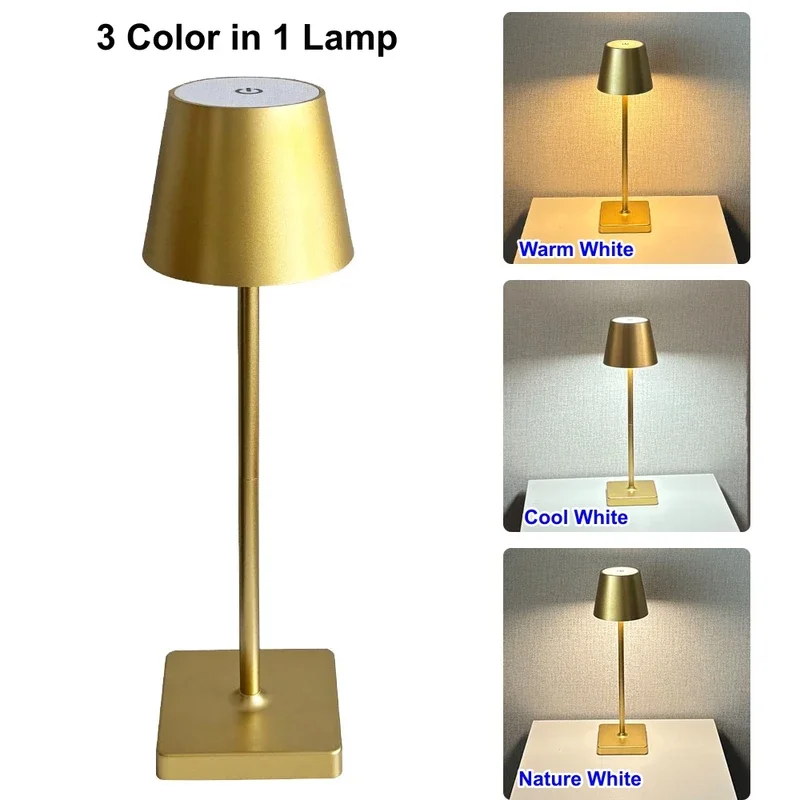 LED Rechargeable Table Lamp Wireless Desktop Bedside Mood Night Light Bedroom Study Office Bar Outdoor Club Cafe Decor