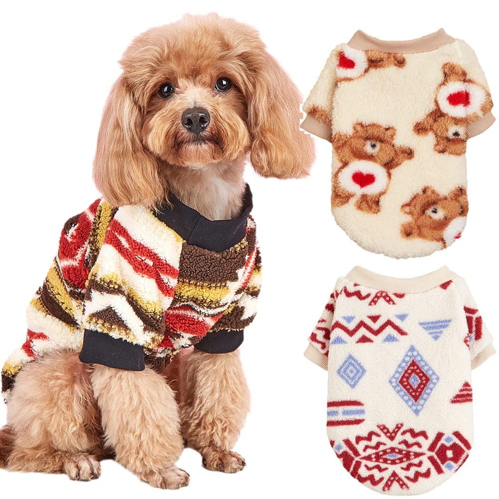 Autumn Winter Dog Clothes for Small Dogs Cats Chihuahua Schnauzer Puppy Warm Plush Ethnic Style Sweater Pet Pullovers Outfits