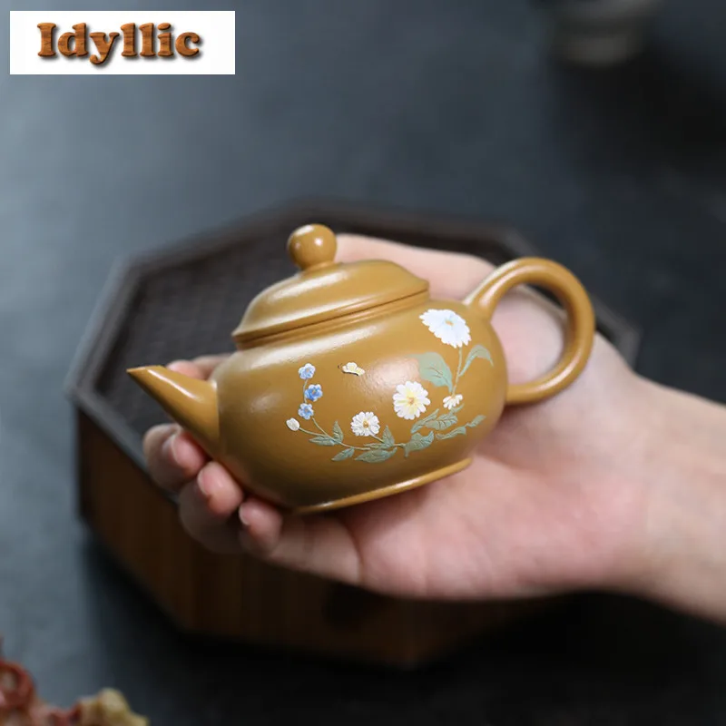 

120 мл подлинные фиолетовые глиняные чайники Исин, горшок ручной работы, необработанная руда, золотой чайник Чжу, грязевой чайник, китайский чайный сервиз Цзыша, подарок