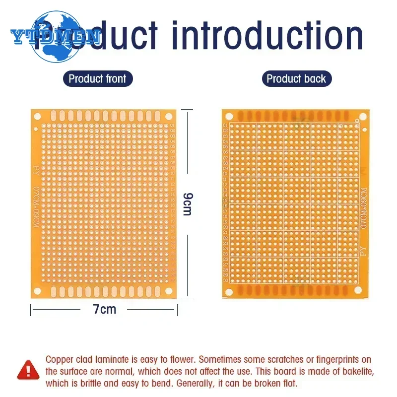 1–20 Stück 5 x 7 cm PCB-Universalplatine, einseitig, Protoboard, 5 x 7 cm, PCB-Boards, Prototyp, perforiertes Rasterplatinen-Set für DIY-Löten